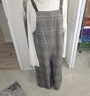 Vintage Forever 21 Plaid Brown And Cream Gaucho Jumpsuit womens Xl
